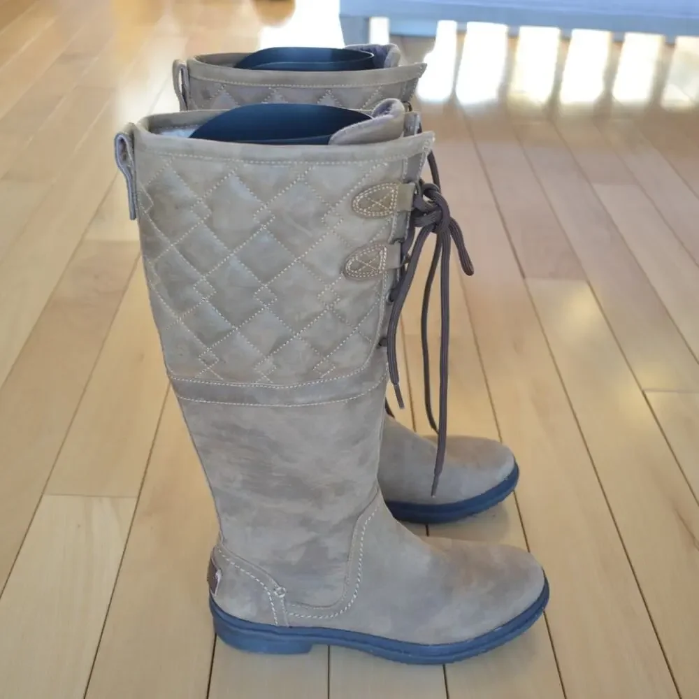 UGG Waterproof Winter Boots Brown Leather Elsa Size 6.5